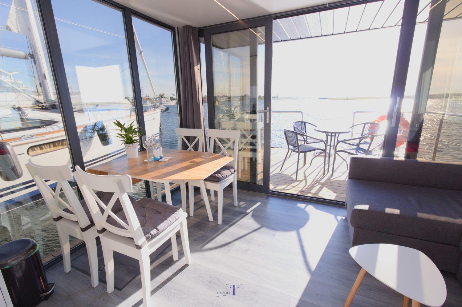 Hausboot Fjord Lacerta Mit Dachterrasse In Wendtorf Eksteriør bilde